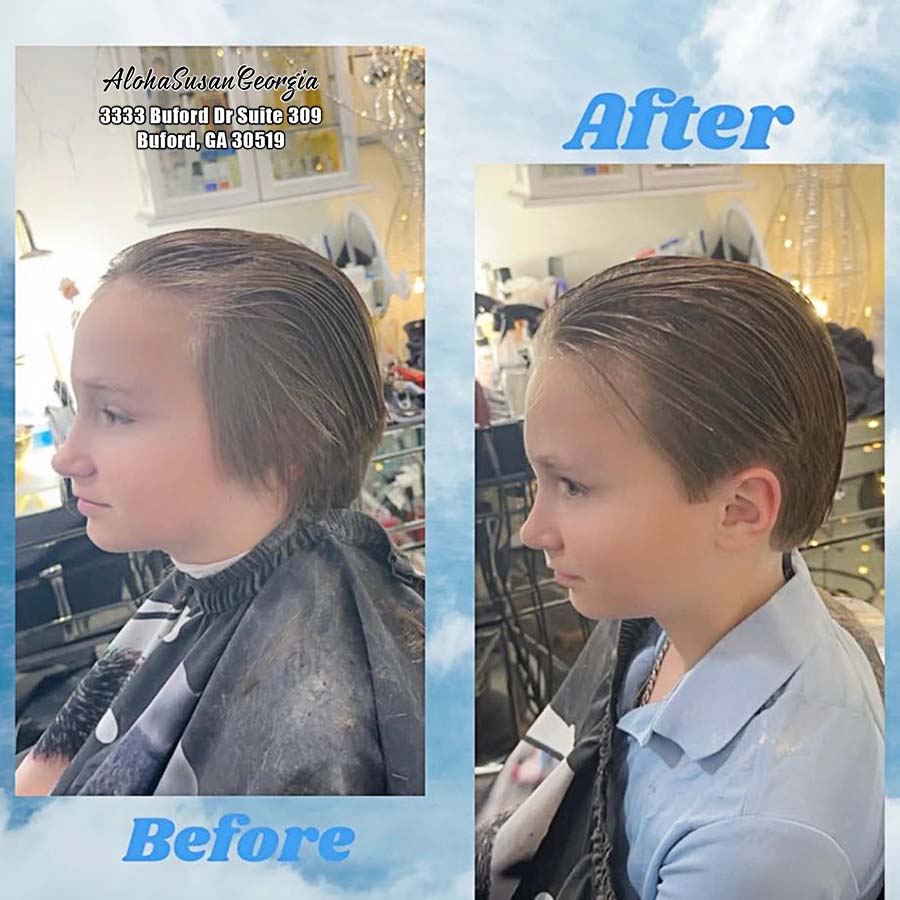 Hair cut, hairstyle, barbershop Buford GA 30519 - Aloha Susan Georgia